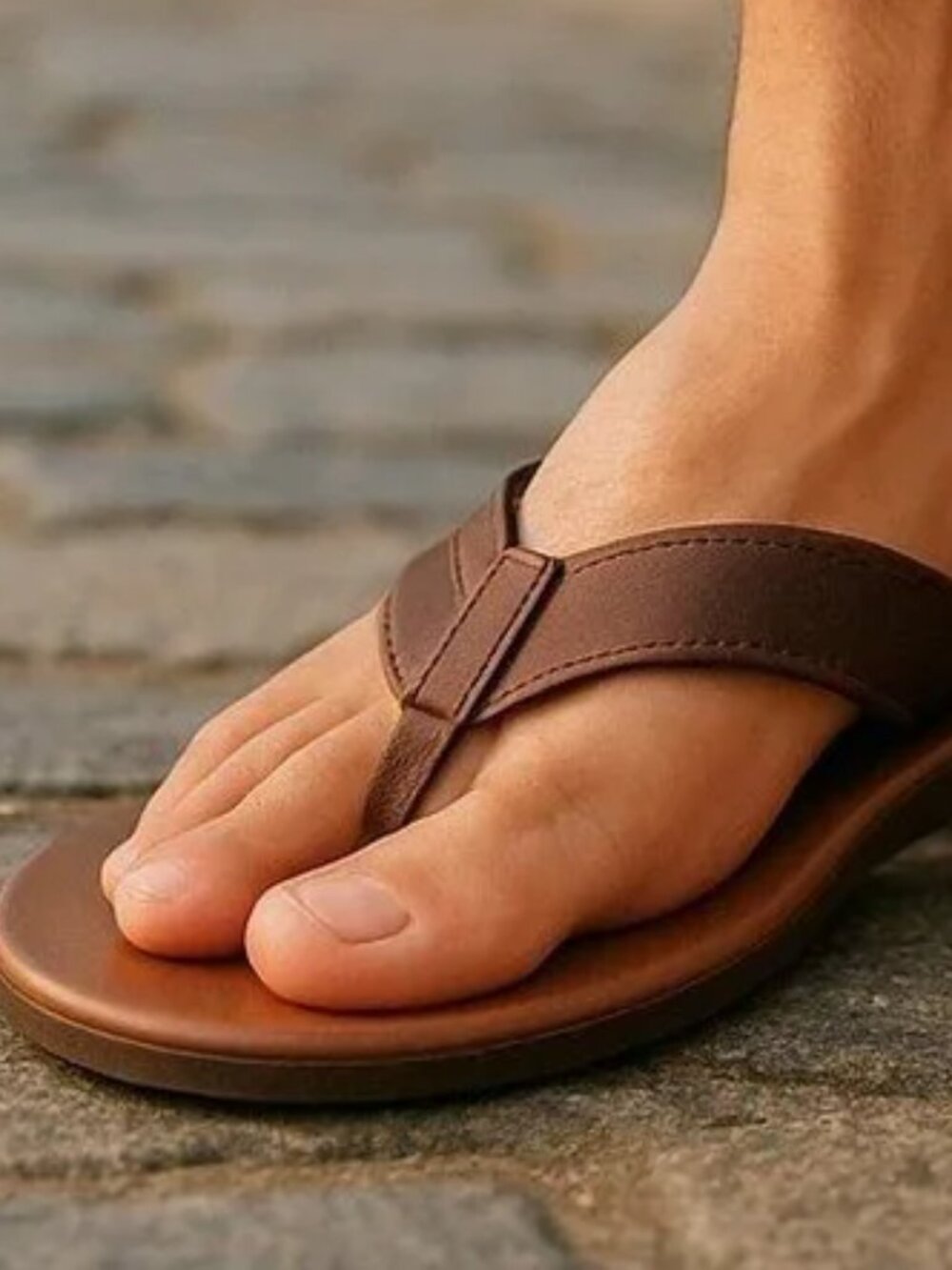 UGG Brown Leather Flip Flops Mens Size 12 Thongs Sandals Well Loved Worn UGGS